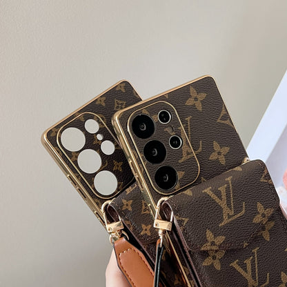 Advanced leather Samsung Case Luxury With Card Wallet And Strap