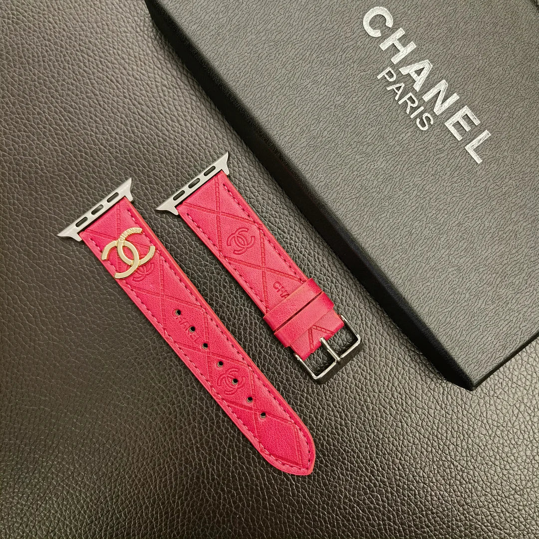 Luxury Gold Monogram 3D Embossed Leather Apple Watch Strap - Iphonecasehouse