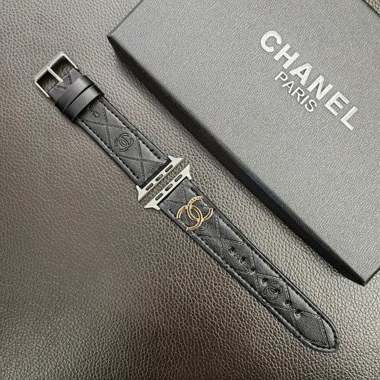 Luxury Gold Monogram 3D Embossed Leather Apple Watch Strap - Iphonecasehouse