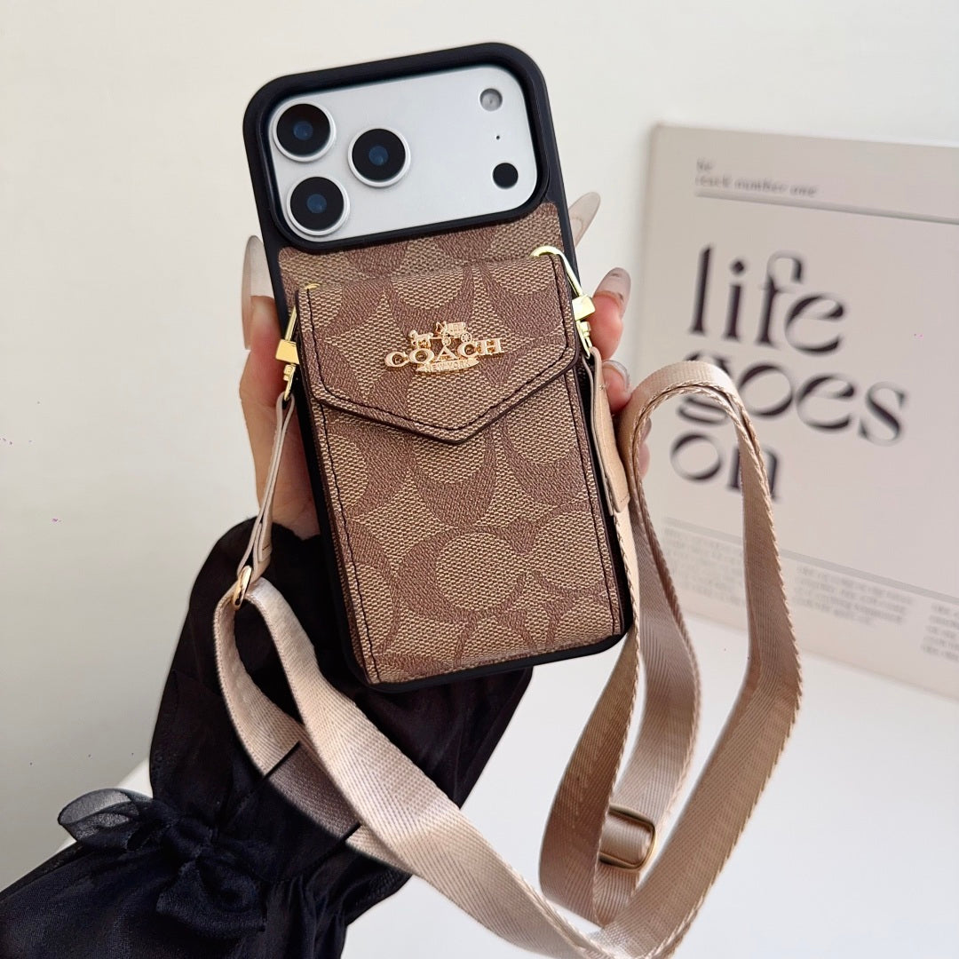 COAC/H Advanced leather iPhone Case With Card Wallet And Strap