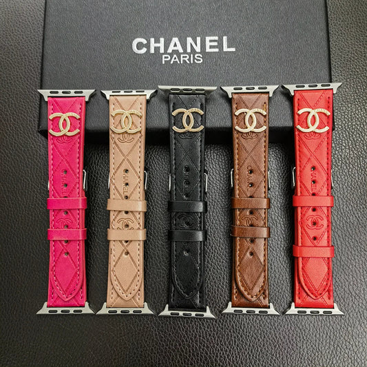 Luxury Gold Monogram 3D Embossed Leather Apple Watch Strap - Iphonecasehouse