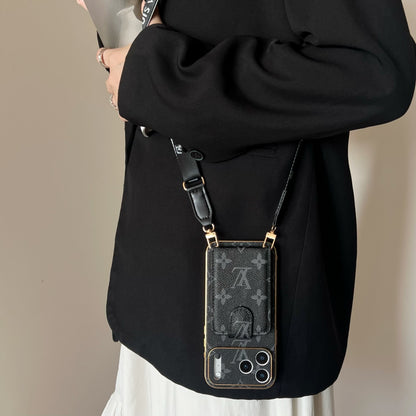 Advanced leather iPhone Case Luxury With Card Wallet And Strap