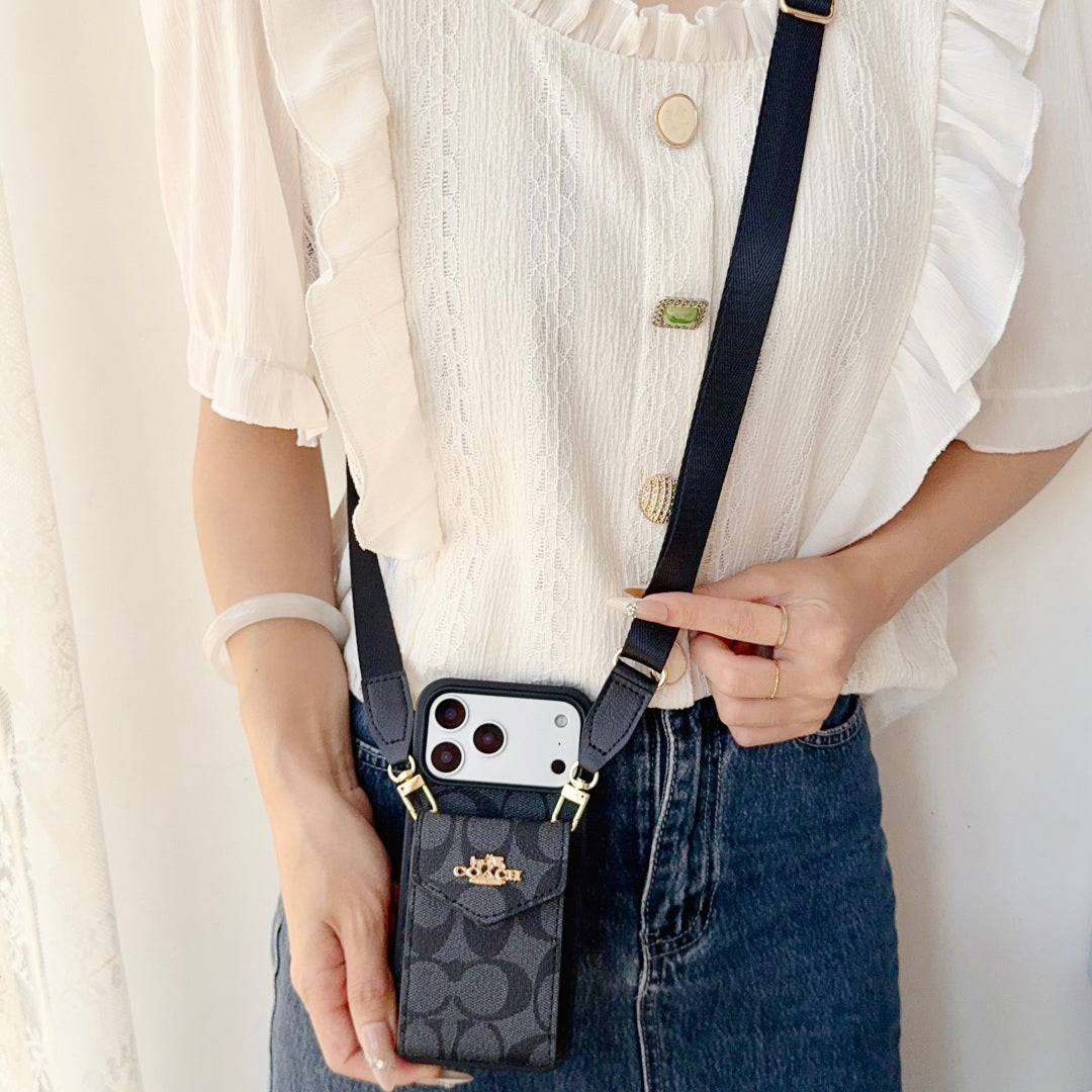 COAC/H Advanced leather iPhone Case With Card Wallet And Strap