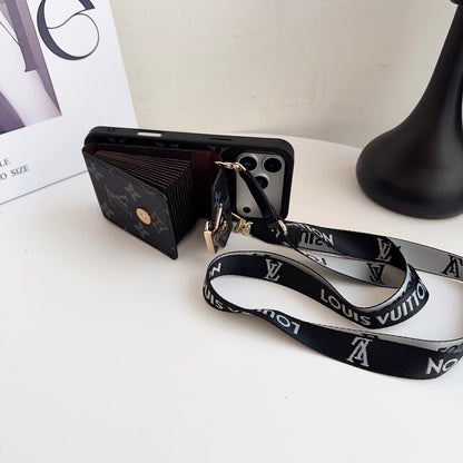 lV Iphone 17 Advanced leather iPhone Case With Card Wallet And Strap