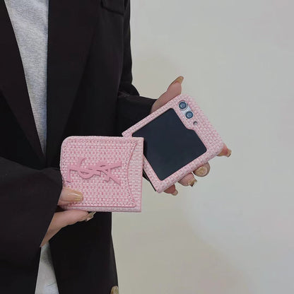 Luxurious Rattan Single Card Slot Case For Samsung Z Flip - Iphonecasehouse