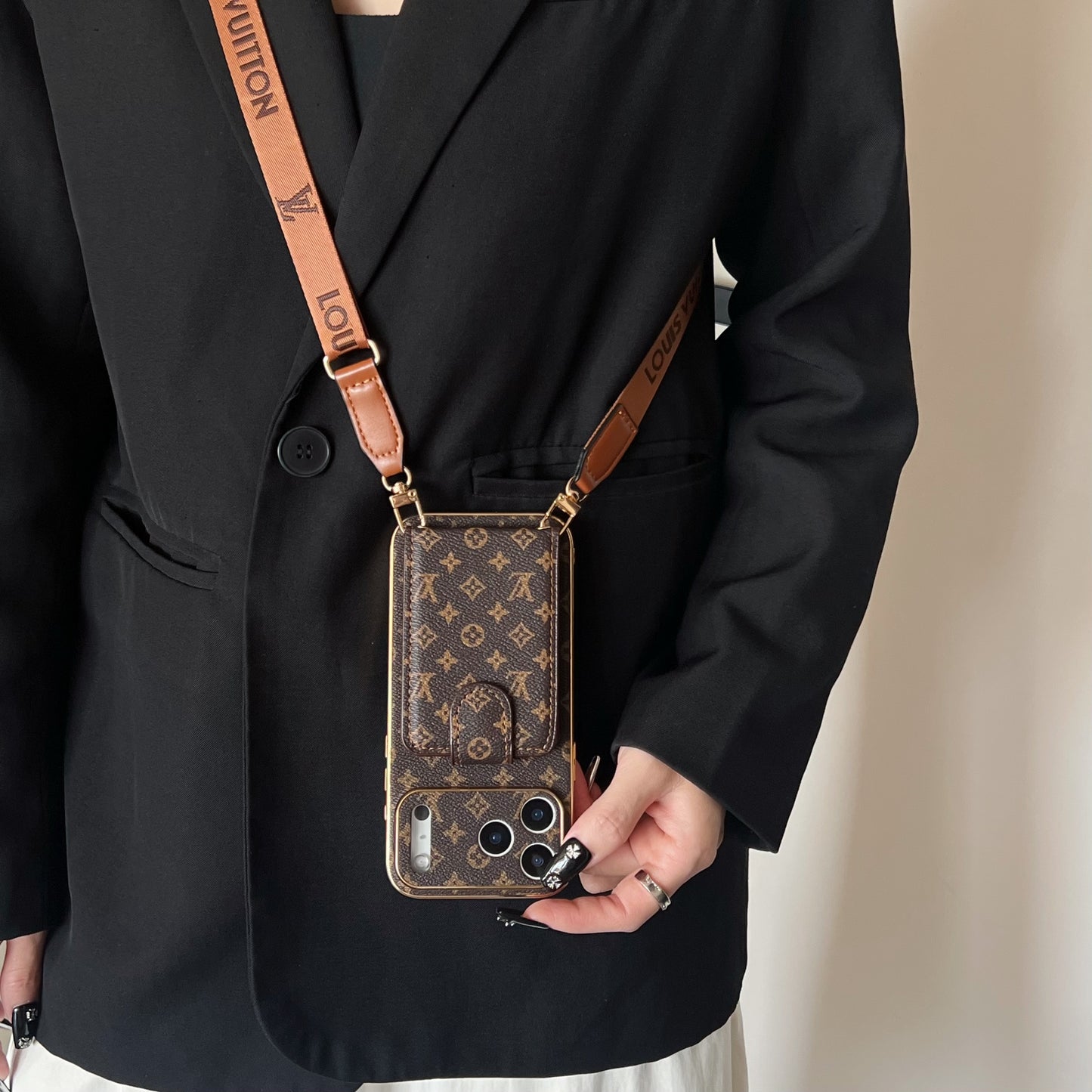 Advanced leather iPhone Case Luxury With Card Wallet And Strap