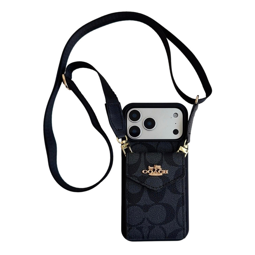 COAC/H Advanced leather iPhone Case With Card Wallet And Strap