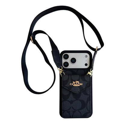 COAC/H Advanced leather iPhone Case With Card Wallet And Strap