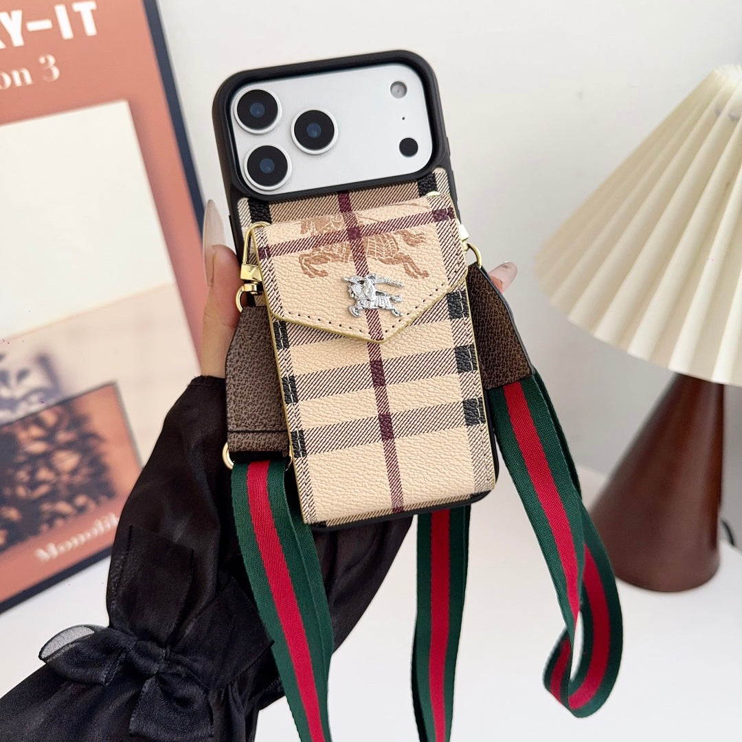 Iphone 17 Pro/Max/Air Advanced leather iPhone Case With Card Wallet And Strap